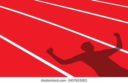 Great elegant vector editable track and field sprinter shadow as winner background design for your marathon championship event