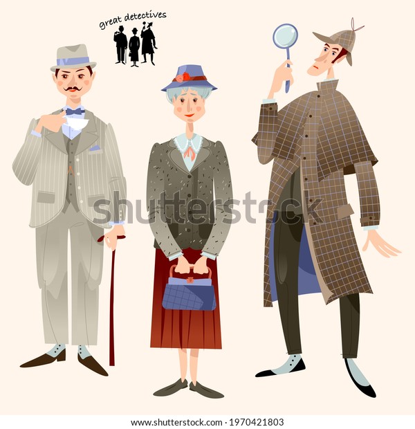 Great English detectives. Vector illustration. 