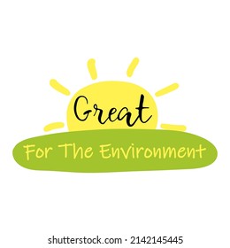Excelente para la etiqueta del paquete de productos para el medio ambiente. Diseño de paquetes de alimentos amigables ecológicos, ilustración vectorial. Aislado sobre el sol dibujado a mano blanca, forma con signo para cosméticos orgánicos