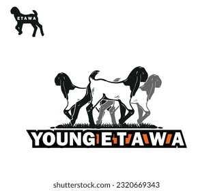 GREAT ETAWA GOATS LOGO, silhouette of great great standing vector illustrations