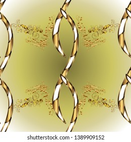 Great for fabric and textile, wallpaper, packaging or any desired idea. Traditional, Ethnic, Turkish, Indian motifs. Beige, neutral and yellow ornamental, floral seamless pattern. Vintage. Vector.
