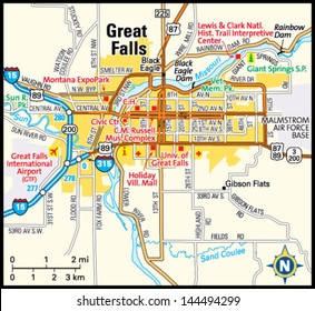 Great Falls, Montana area map