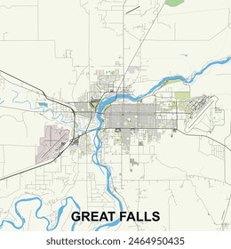 Great Falls, Montana, United States map poster art