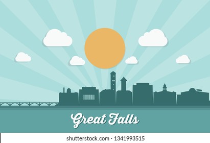 Great Falls skyline - Montana, United States of America, USA - vector illustration