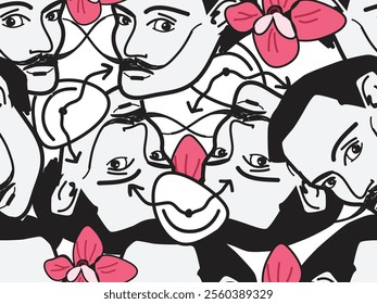 Great famous Artist Salvador Dali. Surrealism. Art. Time. Seamless vector pattern for design and decoration. 