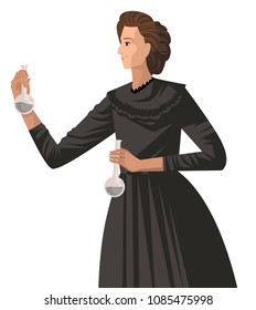 great female scientist testing radiation