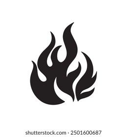 Great fire silhouette. Detailed fire print for t-shirt, banner, logo design. Fire picture isolated on white background. Vector illustration