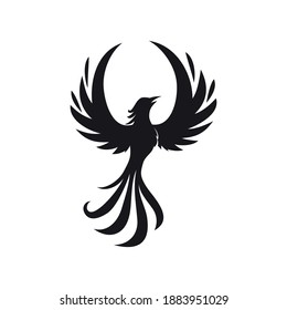 Great flying phoenix vector logo design template