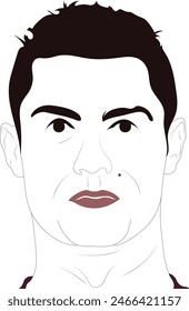 Great footballer of Portugal Portrait Sketch, Sketch of CR7, Hand drawn face drawing illustration, Portrait of a man in a suit line art vector art for your projects.