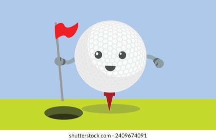 Great funny golf ball character ball on the golf field best for your digital graphic and print