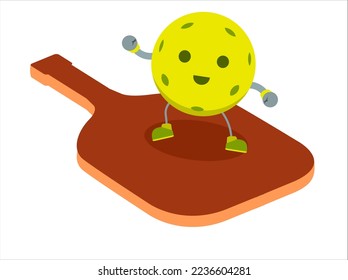 Great funny pickleball character ball riding bat with smile best for your digital graphic and print