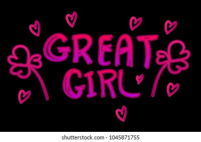 	
Great girl, Typography slogan for t shirt printing and embroidery, Graphic tee and printed tee
