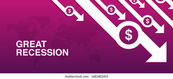 The Great Global Recession Around The World Impact Of Coronavirus (covid-19) Outbreak. Economy Crisis Design Background Vector Template 