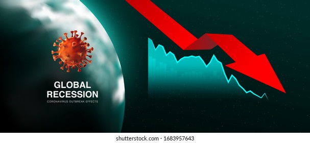 The Great Global recession. Coronavirus (covid-19) outbreak effects. Economy crisis design background vector template with candle stick illustration