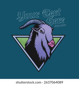 Great Goat Head with Triangle Shape Vector Design Illustration