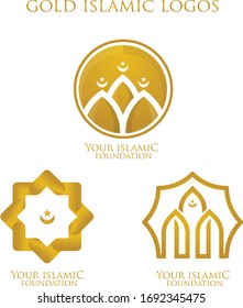 Great Gold Islamic Foundation Logos Stock Vector (Royalty Free ...
