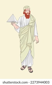 Great greek scientist and philosopher pythagoras flat vector illustration