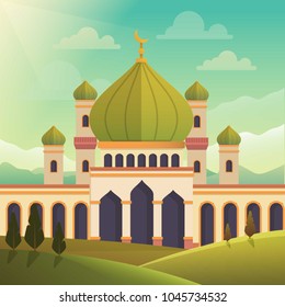 Great Green Mosque Design Vector Stock Vector (Royalty Free) 1045734532 ...