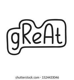 Great. Hand drawn badge vector illustration on white background.