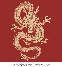 great Hand drawn china dragon poster