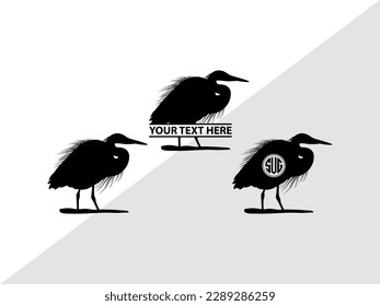 Great Heron Monogram Vector Illustration Silhouette