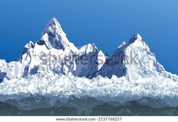 Great Himalayan Range Himalayas Mountains Vector Stock Vector (Royalty ...