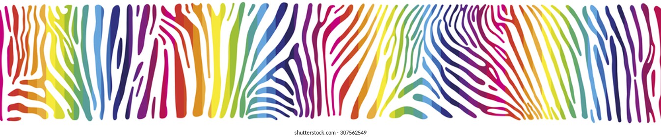 Great horisontally seamless vector background with Zebra skin  painted in the colors of the rainbow