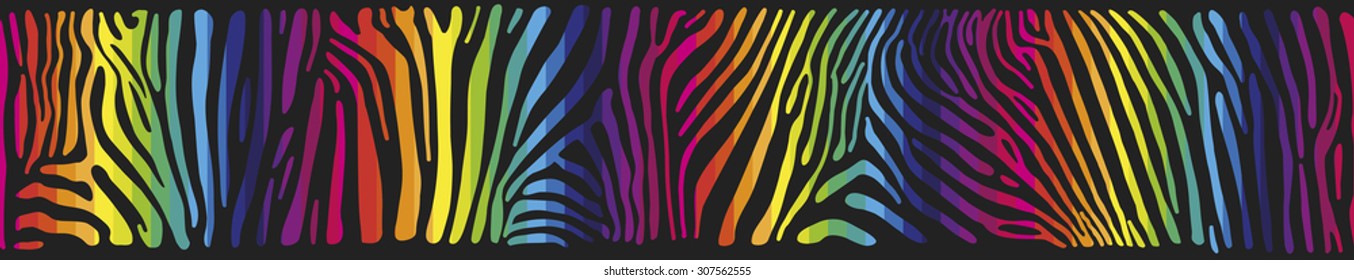 Great horisontally seamless vector background with Zebra skin  painted in the colors of the rainbow