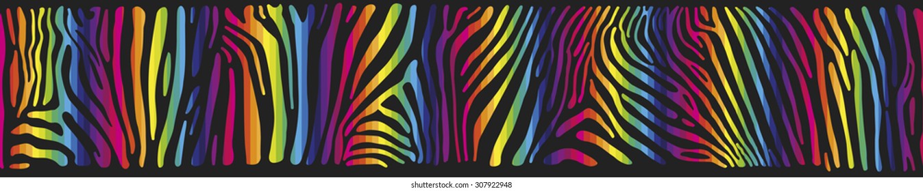 Great horizontally seamless vector background with Zebra skin  painted in the colors of the rainbow