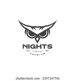 Great Horned Owl Face Vintage Logo