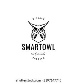 Great horned owl hipster logo design