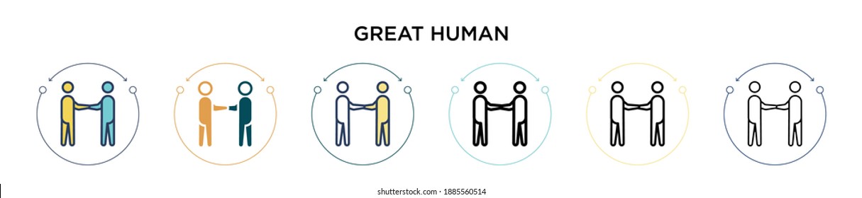 Great human icon in filled, thin line, outline and stroke style. Vector illustration of two colored and black great human vector icons designs can be used for mobile, ui, web