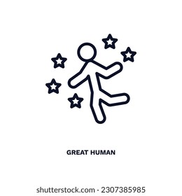 gran ícono humano. Delgado línea de gran ícono humano de la colección de sentimientos y reacciones. Vector de contorno aislado en fondo blanco. Un gran símbolo humano editable puede ser usado web y móvil