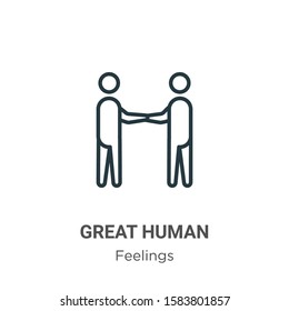Great human outline vector icon. Thin line black great human icon, flat vector simple element illustration from editable feelings concept isolated on white background