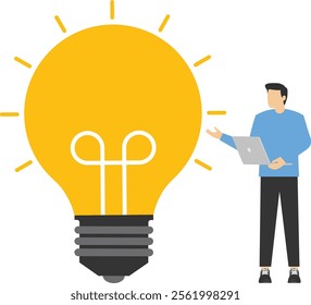 Great idea amid a lot of business work, Vector illustration in flat style

