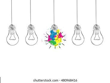 Great Idea Concept With Colorful Light Bulb