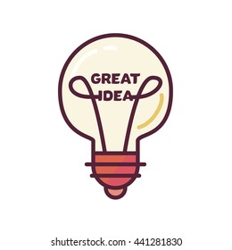 Great Idea Concept with Light Bulb Shape. Thought and imagination symbol. Vector
