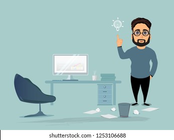Great idea is in form of a light bulb.
Concept businessman having a good Idea.