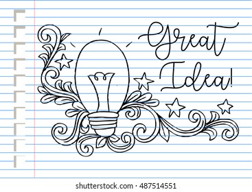 Great Idea LIghtbulb. Sketchy style.