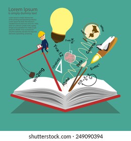 a great idea while reading a book, education Ideas concept, Illustration