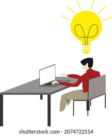 Great idea,innovation,Startup concept.Young positive business people sitting with laptops, working online on laptops and having great ingenious ideas in mind.concept illustration entrepreneur abstract