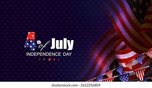 Great illustration with elements of wavy American flag