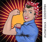 Great illustration of a Retro Stong Powerful Woman inspired by the Famous World War Two propaganda Poster of Rosie the Riveter calling for women to play their part in the war effort