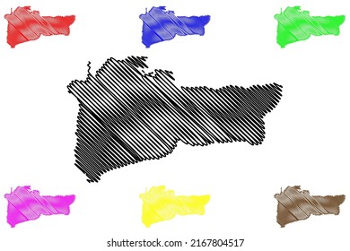 Great island (Republic of Ireland) map vector illustration, scribble sketch An tOilean Mor map