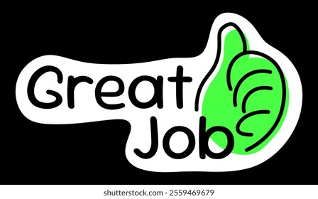 Great Job Cute Thumb Up Gesture Sticker Illustration