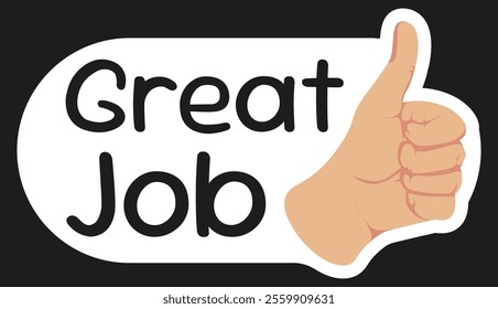 Great Job Message with Thumbs Up Hand Sign Illustration