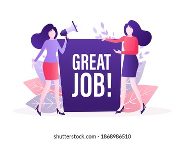 Great job people in flat style. Vector illustration background. Banner promotion. Vector flat illustration. Promotion sign.