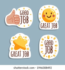 Great job stickers pack Vector illustration.