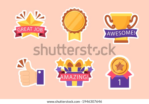 Great Job Stickers Pack Vector Illustration Stock Vector (Royalty Free ...