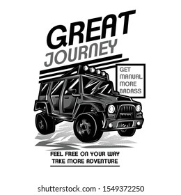 Great Journey Black and White Illustration